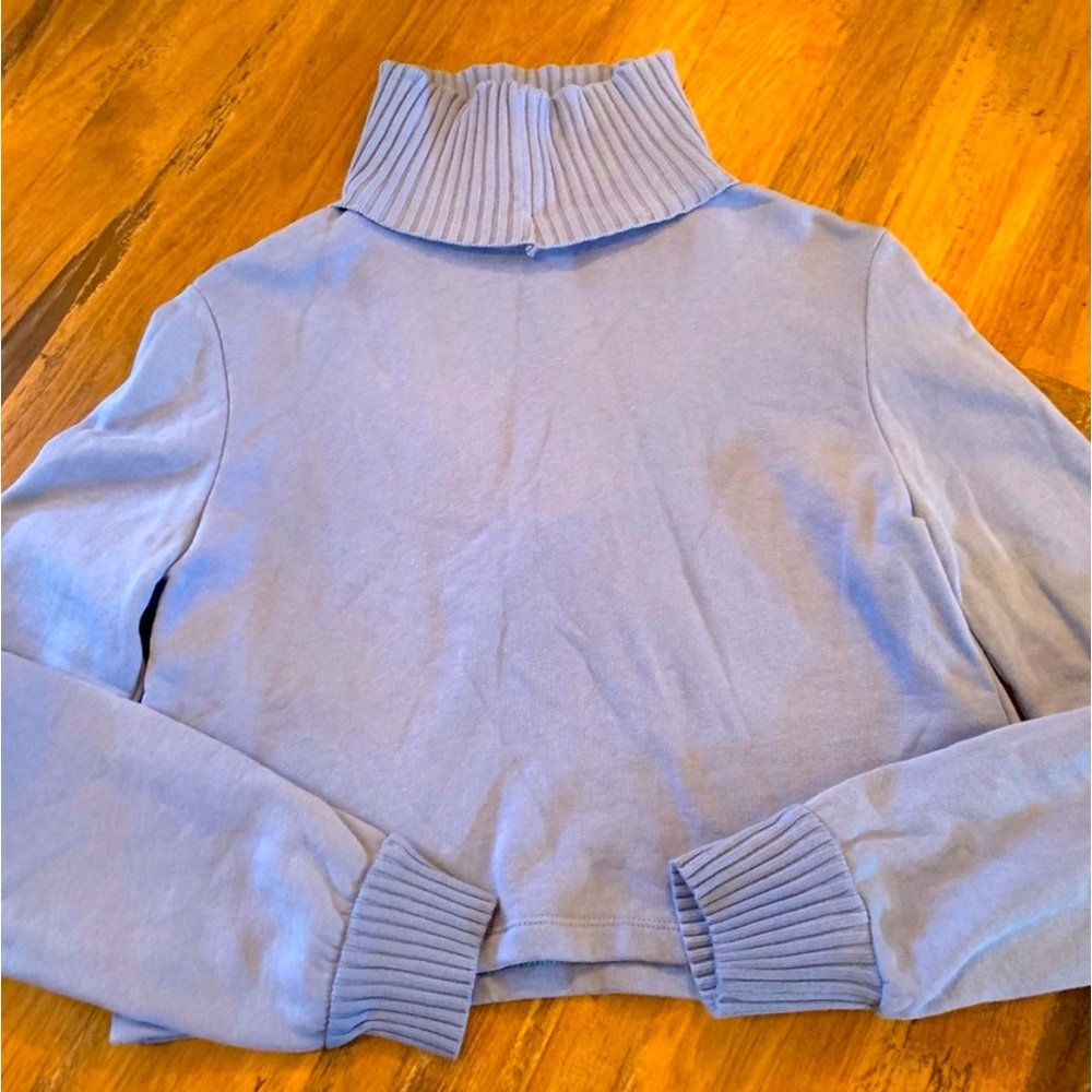 π« ZARA Cutout Ribbed Knit Turtleneck Collar Cropped Sweatshirt | S - Picture 8 of 9